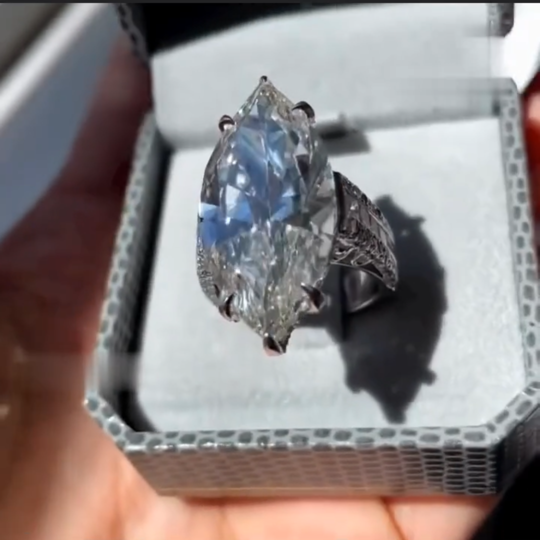 Elegant 8ct Marquise Cut White Sapphire Women's Engagement Ring in Silver-JEWELBUYS
