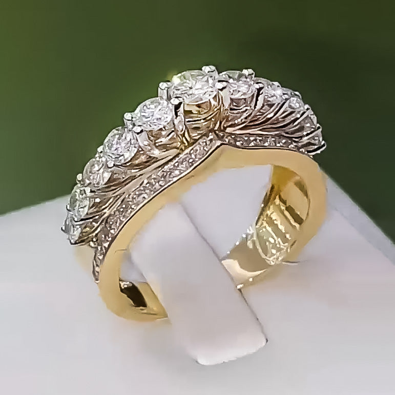 2.99Ctw Round-cut White Sapphire Crown Engagement Ring- JEWELBUYS