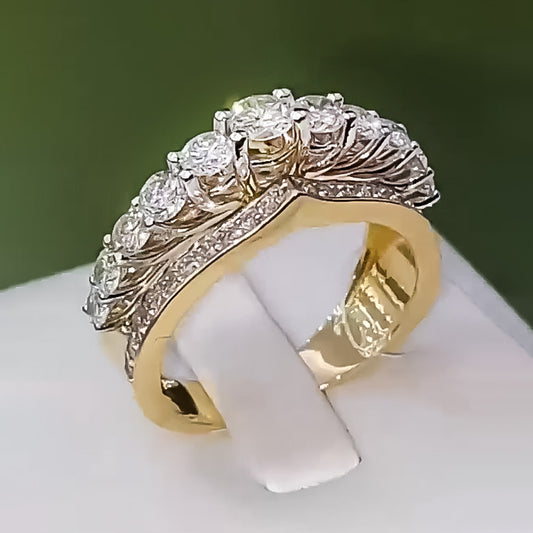 2.99Ctw Round-cut White Sapphire Crown Engagement Ring- JEWELBUYS