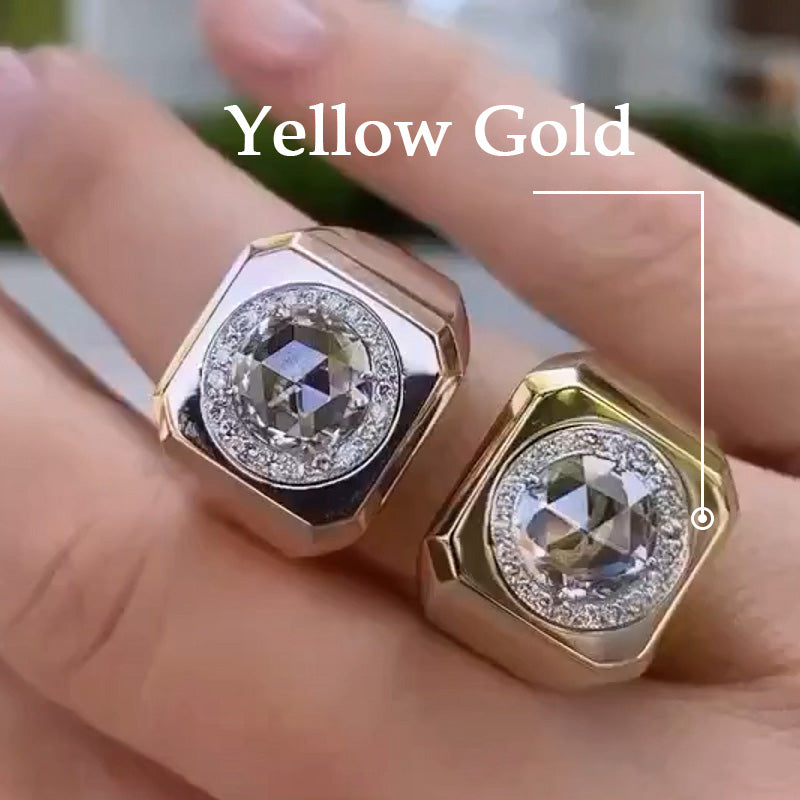 6.34ctw Rose Cut White Sapphires Bold Rose Gold and Gold Ring-JEWELBUYS