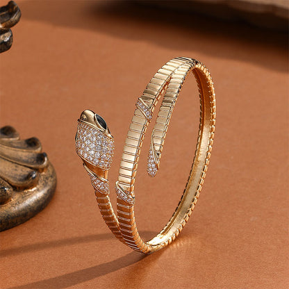 3.31Ctw Snake-shaped Sapphire Bangle-JEWELBUYS