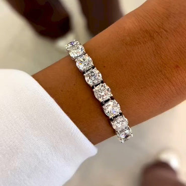 32ctw Round Cut White Sapphire Classic Tennis Bracelet-JEWELBUYS