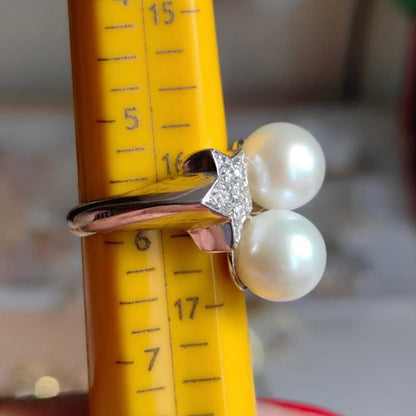 0.5ctw White Pearl and Sapphire Ring-JEWELBUYS