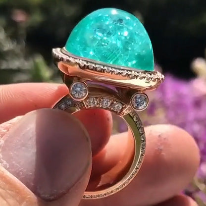 16Ctw Blue Cabochon Gorgeous Ring-JEWELBUYS