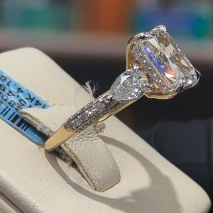 4.18Ctw Reddy's Cut White Sapphire 3-Stone Engagement Ring-JEWELBUYS