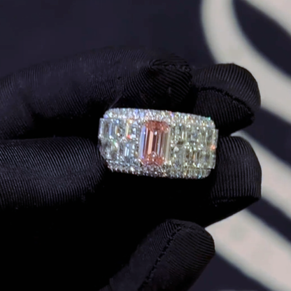 Deluxe 9ctw Emerald Cut Pink Sapphire Pave Set Engagement Ring-JEWELBUYS