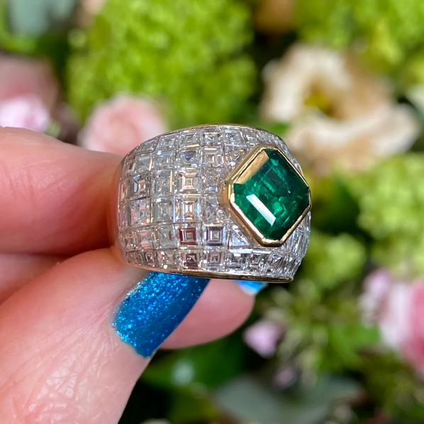 3ct Asscher Cut Vintage Emerald Ring - JEWELBUYS