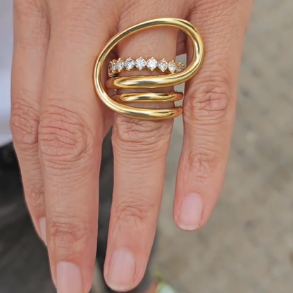 Minimalist Golden Geometric Stylish Ring - JEWELBUYS