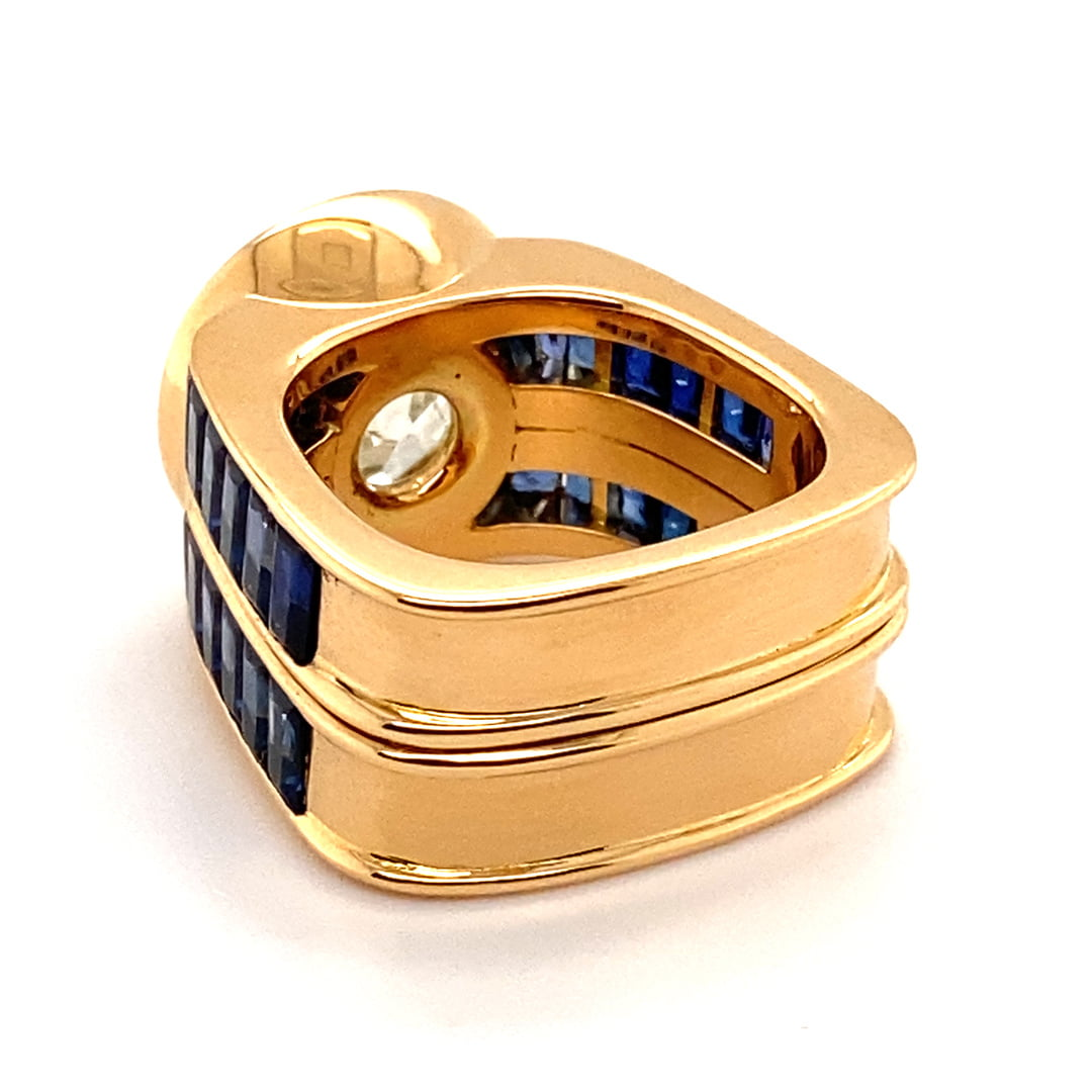 7.0ct Old European Cut Antique Blue Sapphire Ring-JEWELBUYS