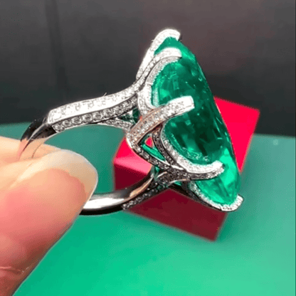 15ct Emerald Cut Green Sapphire Engagement Ring-JEWELBUYS