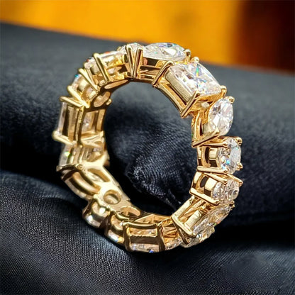 2ct Mix Cut Multi-Shaped White Sapphire Eternity Band Women's Ring in Gold-JEWELBUYS