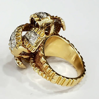 1.5Ctw Crushed White Sapphire Cocktail Art Ring-JEWELBUYS