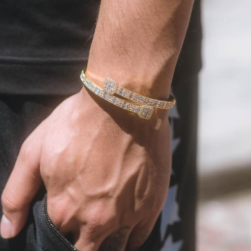 Hip-hop style men's and women's open-ended sapphire bracelet -JEWELBUYS