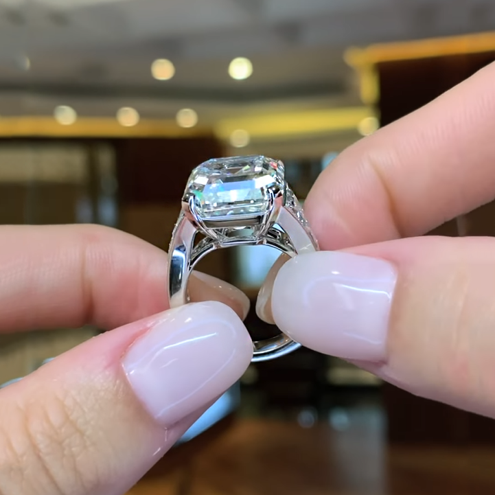 12ct Asscher Cut White Diamond Ring - JEWELBUYS