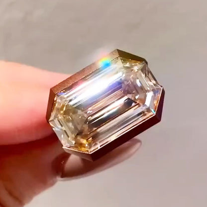 15.51ct Emerald Cut White Diamond Set In Rose Gold Brilliant-Cut Diamonds Embellished - JEWELBUYS