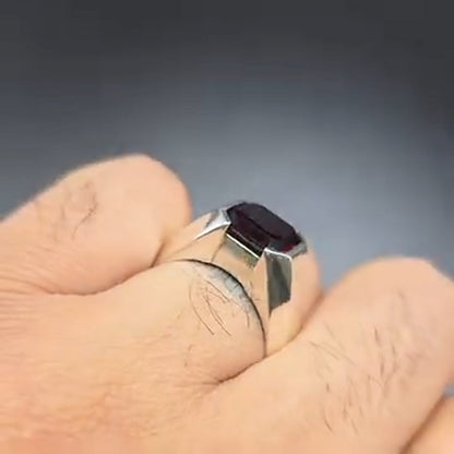 6.2Ct square garnet and ruby engagement ring-JEWELBUYS