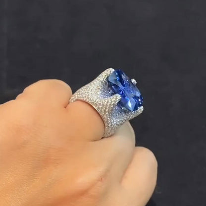 30ct Blue Sapphire Cushion Cut Infinity Ring - JEWELBUYS