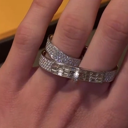 1.57Ctw Rectangular and Round Sapphire Elegant Ring-JEWELBUYS