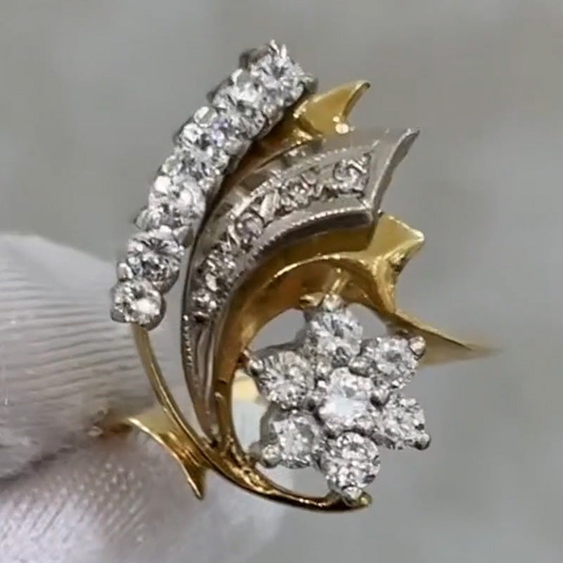 0.6Ctw Two-tone Plated Modern Sapphire Ring- JEWELBUYS