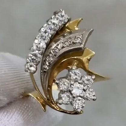 0.6Ctw Two-tone Plated Modern Sapphire Ring- JEWELBUYS