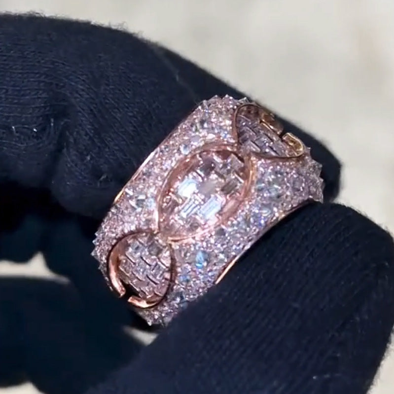 8.0ctw Oval Cut White Sapphire Mosaic Engagement Ring-JEWELBUYS