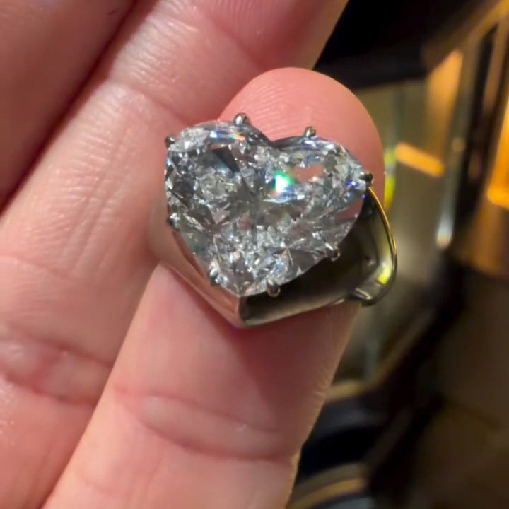 6.0Ct heart-shaped white sapphire engagement ring- JEWELBUYS