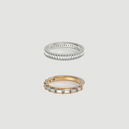 3.0Ctw Rectangular and Round Sapphire Stacked Rings- JEWELBUYS