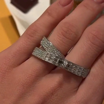 1.57Ctw Rectangular and Round Sapphire Elegant Ring-JEWELBUYS