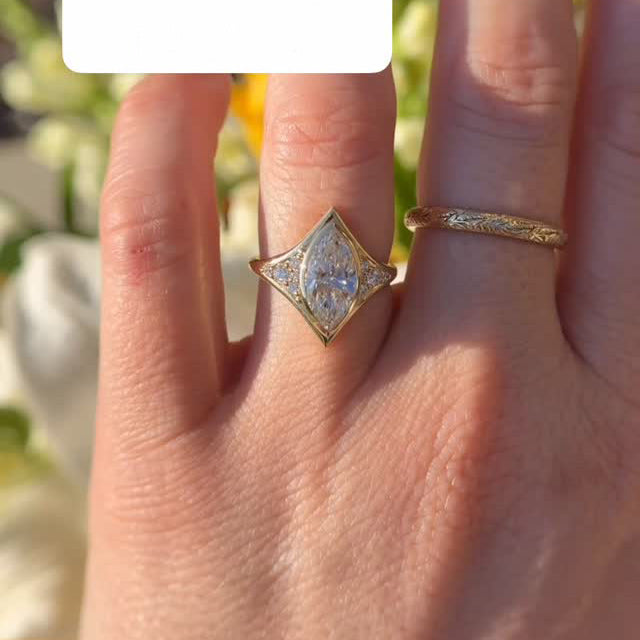 1.5Ctw marquise-cut sapphire sacred cross engagement ring-JEWELBUYS