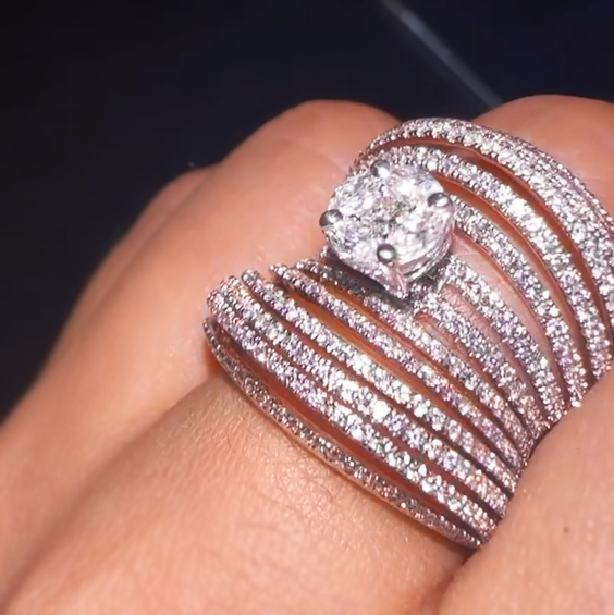 Stylish 5 ctw Round & Marquise Cut White Gemstone Ring -JEWELBUYS