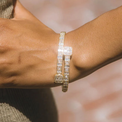 Hip-hop style men's and women's open-ended sapphire bracelet -JEWELBUYS