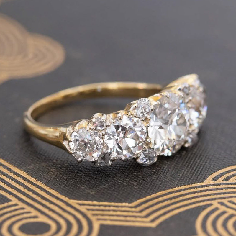 3.0Ctw Antique and Rose Cut Half-Circle Sapphire Ring And Bracelet -JEWELBUYS