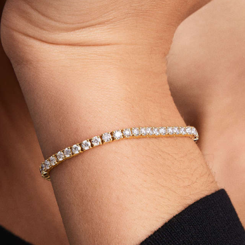 4mm Round Cut White Sapphire Tennis Bracelet-JEWELBUYS