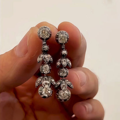 4.65Ctw exquisitely crafted cushion-shaped round-cut Victorian-style sapphire earrings-JEWELBUYS