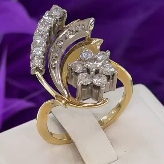 0.6Ctw Two-tone Plated Modern Sapphire Ring- JEWELBUYS