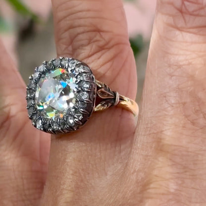 5.8Ctw cushion-cut Georgian antique sapphire engagement ring- JEWELBUYS