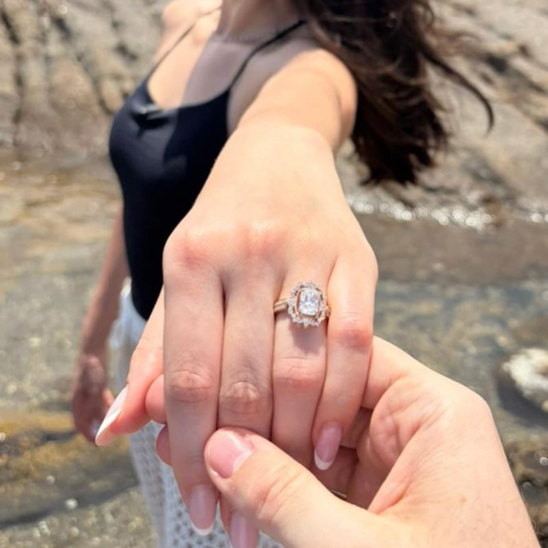 4.5Ctw Radiant Cut Vintage Style Queen Engagement Ring-JEWELBUYS