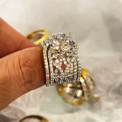 Exquisite 6 ctw Round Cut White Gemstone Engagement Ring -JEWELBUYS