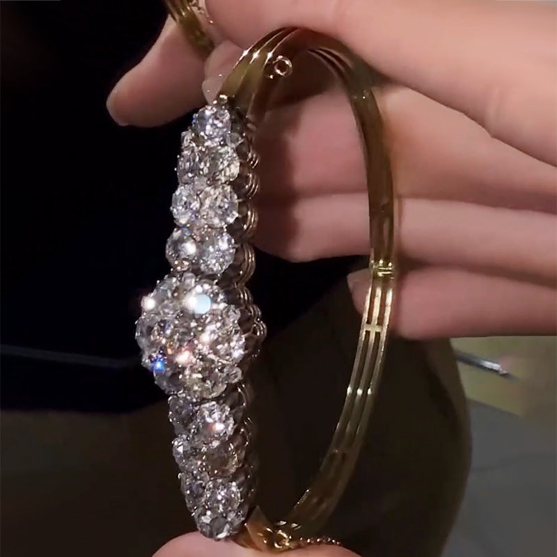 6.5Ctw Round White Sapphire Cluster Vintage Bracelet-JEWELBUYS