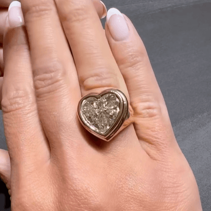 Bezel Setting 4ct Heart Cut White Sapphire Women's Engagement Ring in Yellow Gold-JEWELBUYS