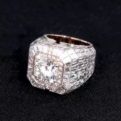 5ct Round Cut White Sapphire Wide Pave Diamond Ring-JEWELBUYS