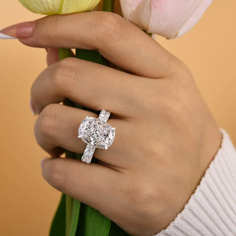 9ct Cushion & Round Cut  White Sapphire Gorgeous Fine Crushed Ice Engagement Ring-JEWELBUYS