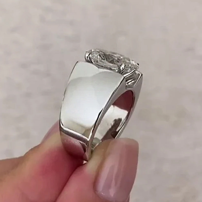 5.2Ct Oval Cut Lab White Sapphire Engagement Ring-JEWELBUYS
