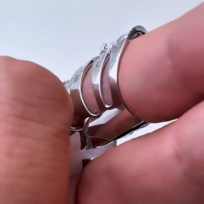 7.17ctw Baguette Cut & Round Brilliant Cut Sapphires Luxury Wrap Ring-JEWELBUYS
