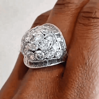 Vintage 5ct French White Sapphire Engagement Ring in Silver-JEWELBUYS