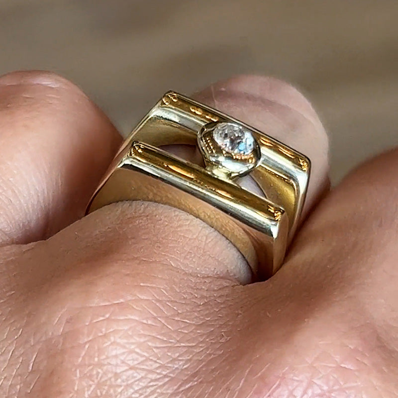 Unique 1ct Round Cut White Sapphire Cocktail Ring Women's Engagement Ring in Gold-JEWELBUYS