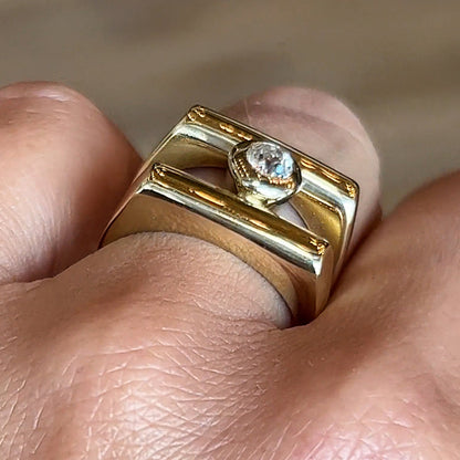 Unique 1ct Round Cut White Sapphire Cocktail Ring Women's Engagement Ring in Gold-JEWELBUYS