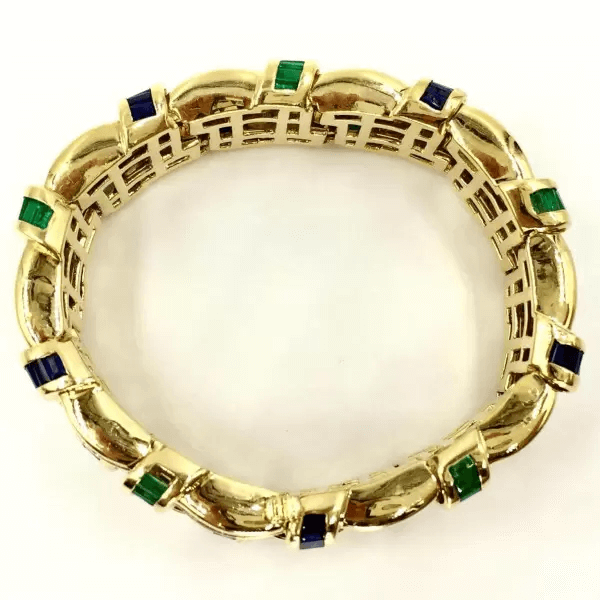 Art Deco 26.3ctw Emerald Cut Multicolor Gemstone Bracelet-JEWELBUYS