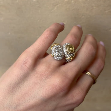 3.52Ctw cushion-cut sapphire bypass ring- JEWELBUYS