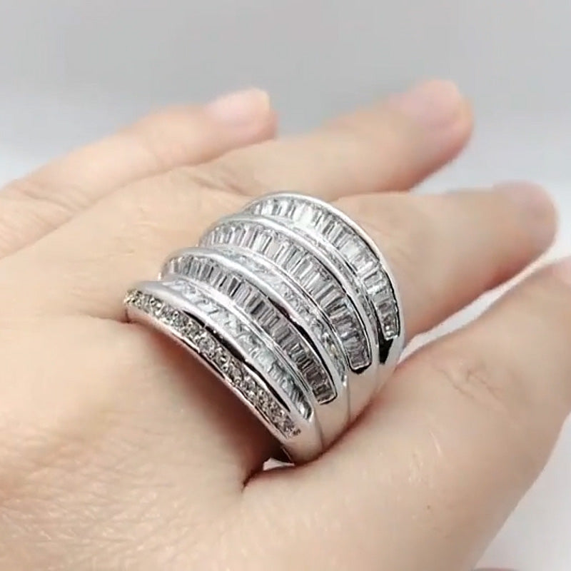 5.5ctw Baguette Cut White Sapphire Women's Vintage Ring-JEWELBUYS
